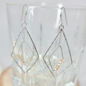 NEW Natural Stone Sterling Silver Wire Earrings